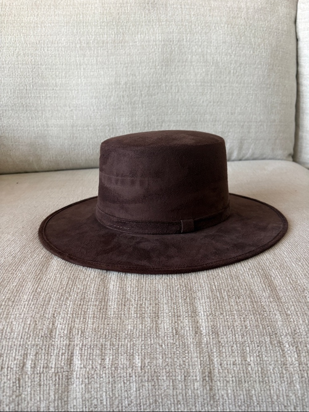 Francesca's Collections Brown Wide-Brim Suede Hat